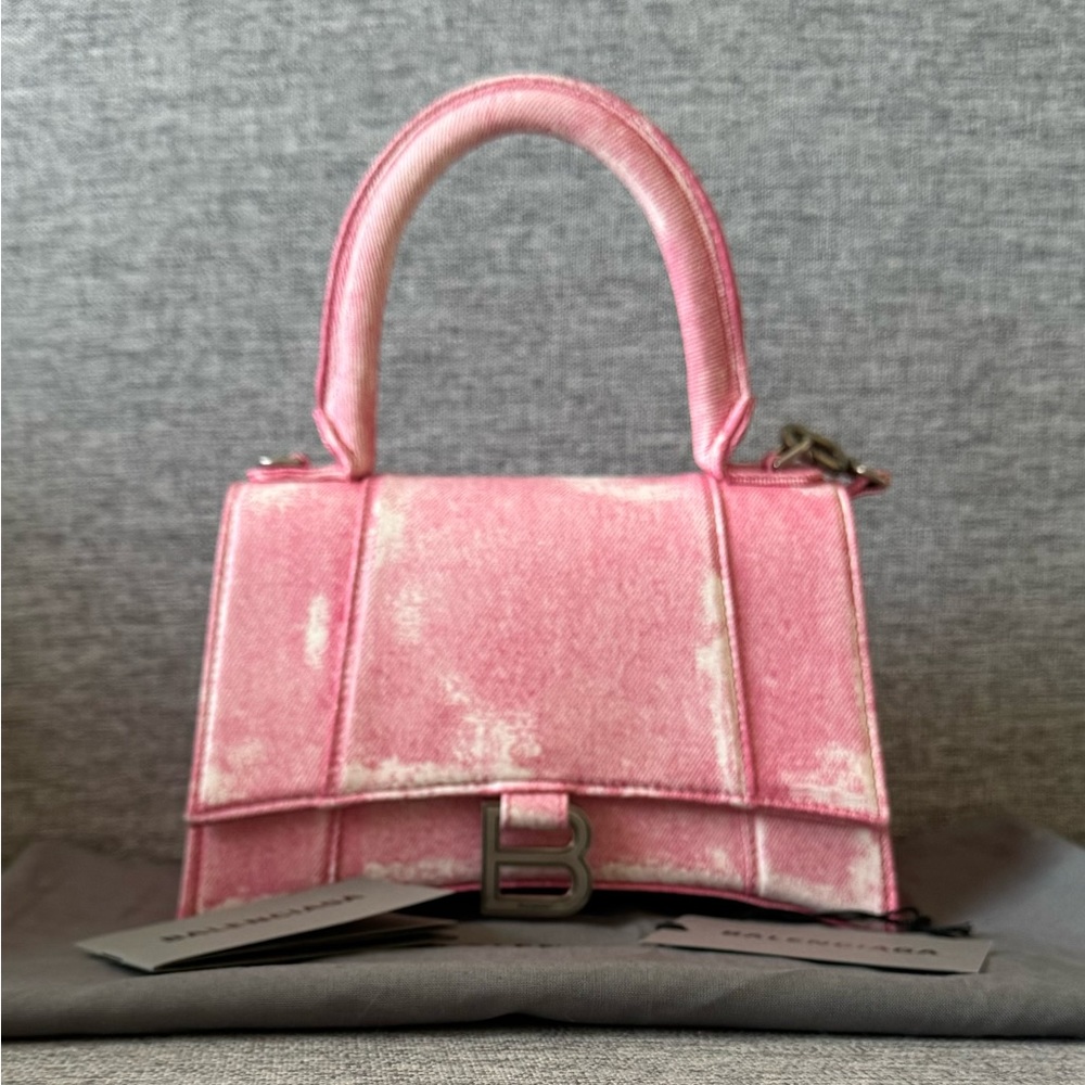 Balenciaga Hourglass Small Bag in Pink Fabric . NWT.!